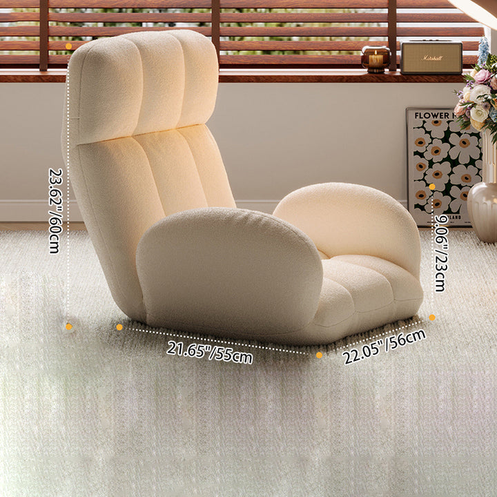 Sillón decorativo rectangular moderno y minimalista de acero y tela sherpa con respaldo y reposabrazos ajustables para dormitorio 