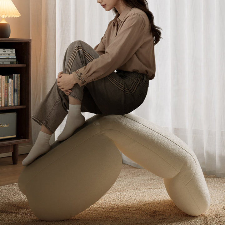 Sillón decorativo rectangular moderno y minimalista de acero y tela sherpa con respaldo y reposabrazos ajustables para dormitorio 