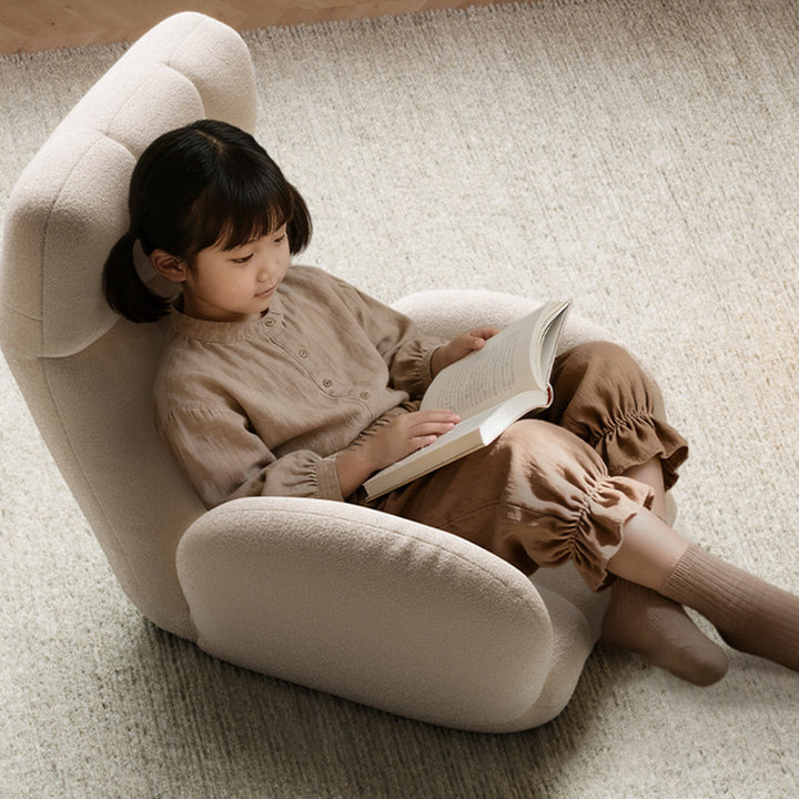 Sillón decorativo rectangular moderno y minimalista de acero y tela sherpa con respaldo y reposabrazos ajustables para dormitorio 