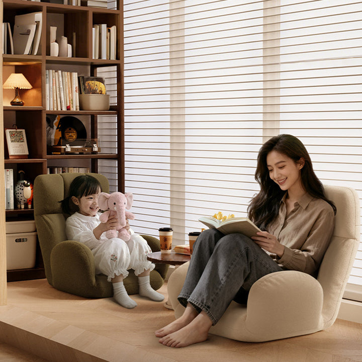 Sillón decorativo rectangular moderno y minimalista de acero y tela sherpa con respaldo y reposabrazos ajustables para dormitorio 