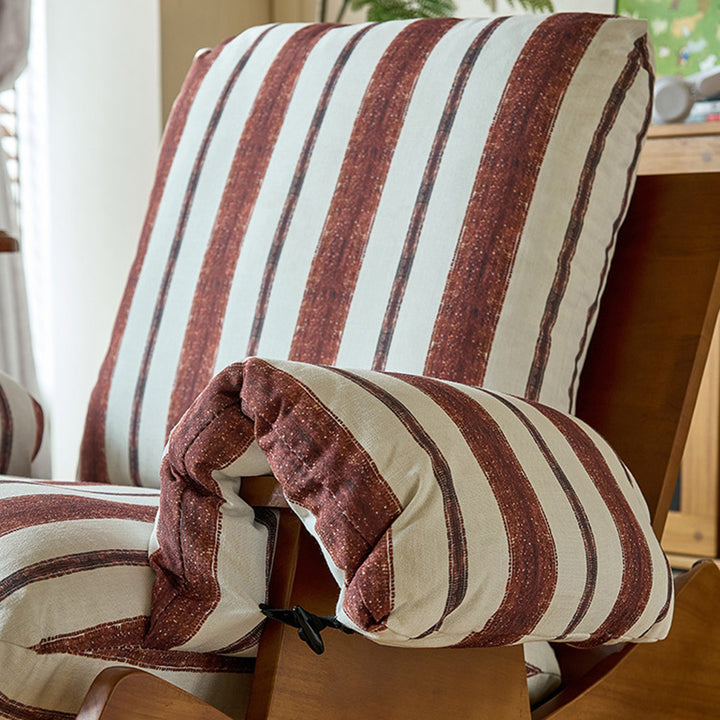 Moderner Retro-Schaukelstuhl aus Massivholz mit Leinen- &amp; Samtbezug, abnehmbarem und waschbarem Design sowie gepolstertem Sitz, Rückenlehne und Armlehnen für das Wohnzimmer 
