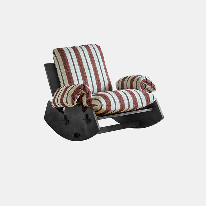 Moderner Retro-Schaukelstuhl aus Massivholz mit Leinen- &amp; Samtbezug, abnehmbarem und waschbarem Design sowie gepolstertem Sitz, Rückenlehne und Armlehnen für das Wohnzimmer 