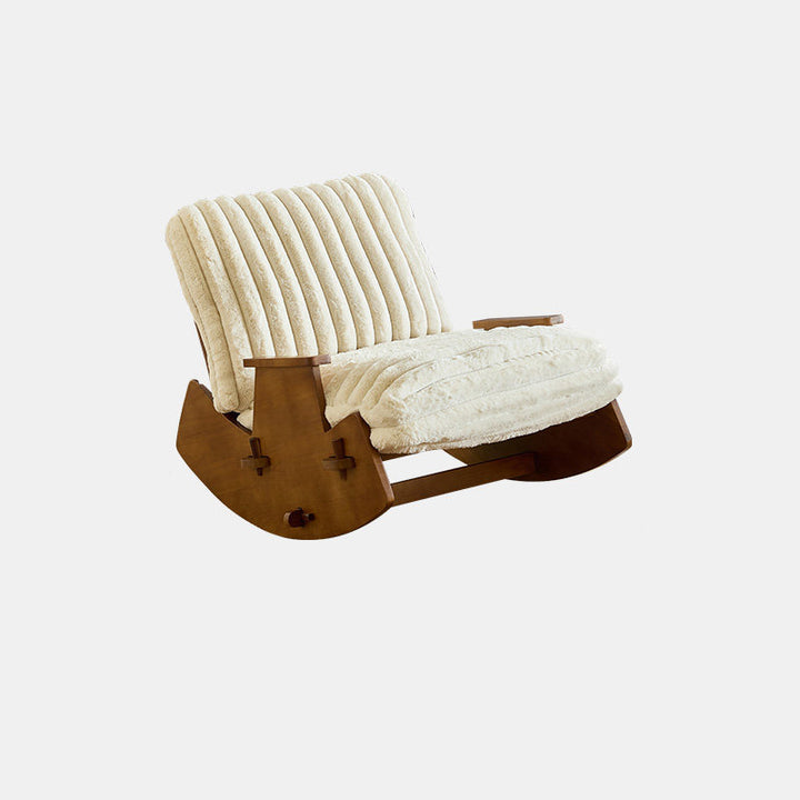 Moderner Retro-Schaukelstuhl aus Massivholz mit Leinen- &amp; Samtbezug, abnehmbarem und waschbarem Design sowie gepolstertem Sitz, Rückenlehne und Armlehnen für das Wohnzimmer 