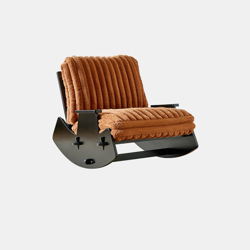 Moderner Retro-Schaukelstuhl aus Massivholz mit Leinen- &amp; Samtbezug, abnehmbarem und waschbarem Design sowie gepolstertem Sitz, Rückenlehne und Armlehnen für das Wohnzimmer 