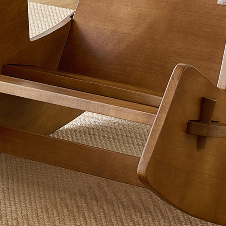 Moderner Retro-Schaukelstuhl aus Massivholz mit Leinen- &amp; Samtbezug, abnehmbarem und waschbarem Design sowie gepolstertem Sitz, Rückenlehne und Armlehnen für das Wohnzimmer 