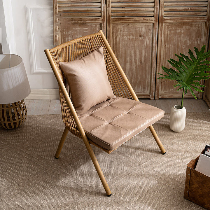 Modern Minimalist Aluminum PE Rattan Weaving Open-Weave Accent Chair With Backrest For Balcony &amp; Garden