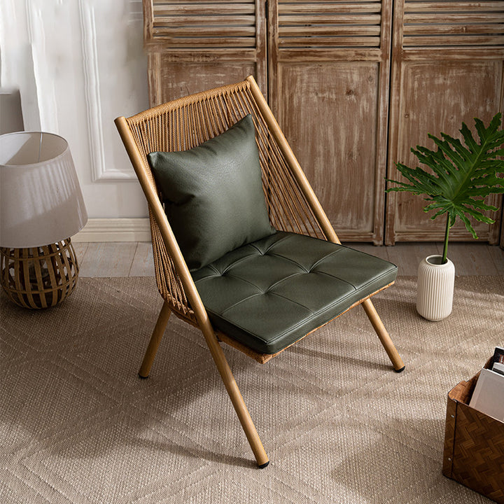 Modern Minimalist Aluminum PE Rattan Weaving Open-Weave Accent Chair With Backrest For Balcony &amp; Garden