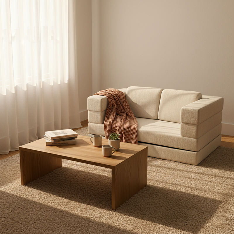 Modern Minimalist Foldable Sofa Bed For Living Room &amp; Bedroom - Chenille Compression Convertible Couch With High Resilience Foam For Small Spaces