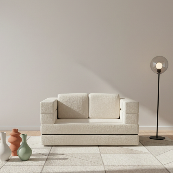 Modern Minimalist Foldable Sofa Bed For Living Room &amp; Bedroom - Chenille Compression Convertible Couch With High Resilience Foam For Small Spaces