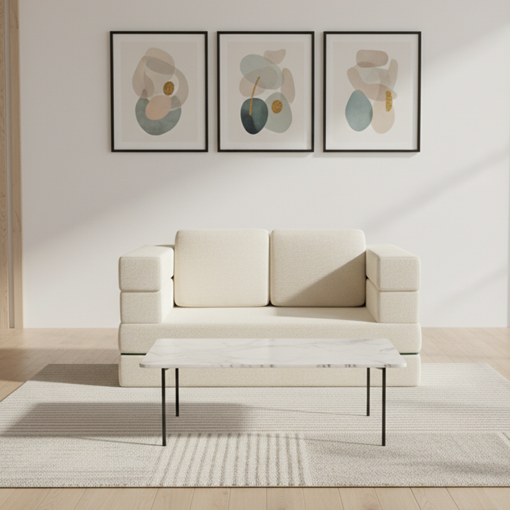 Modern Minimalist Foldable Sofa Bed For Living Room &amp; Bedroom - Chenille Compression Convertible Couch With High Resilience Foam For Small Spaces