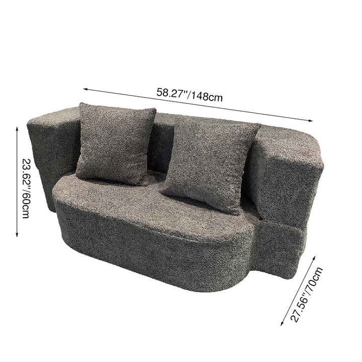 Canapé Sherpa pliable minimaliste moderne - canapé-lit convertible compressible sans cadre avec mousse à haute résilience pour petits espaces 