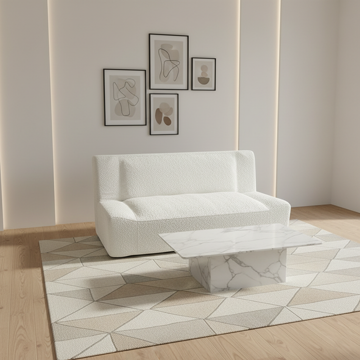 Modern Minimalist Sherpa Compression Sofa - Frame-Free High Resilience Foam Couch For Living Room