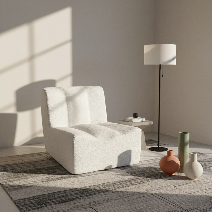 Modern Minimalist Sherpa Compression Sofa - Frame-Free High Resilience Foam Couch For Living Room