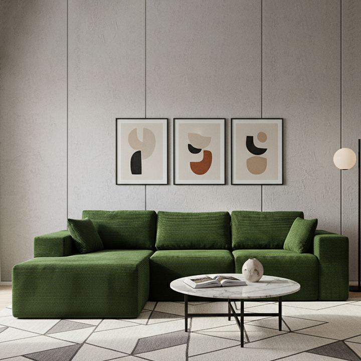 Canapé sectionnel en velours côtelé minimaliste moderne à compression - canapé en mousse haute résilience sans armature pour salon 