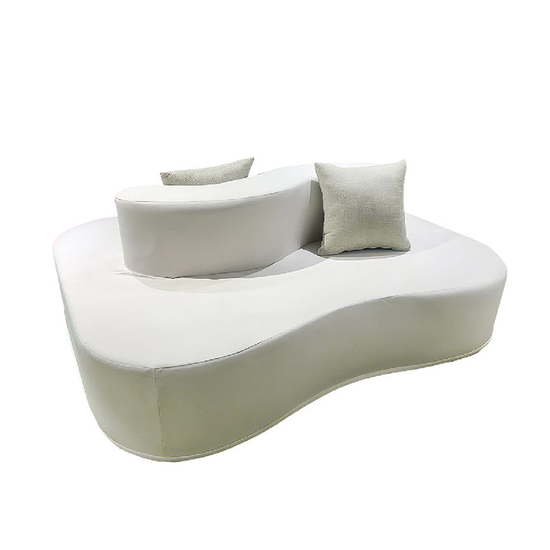 Modern Minimalist Chenille Sectional Sofa - Compression Frame-Free Curved Couch With High Resilience Foam For Multi-Person Seating
