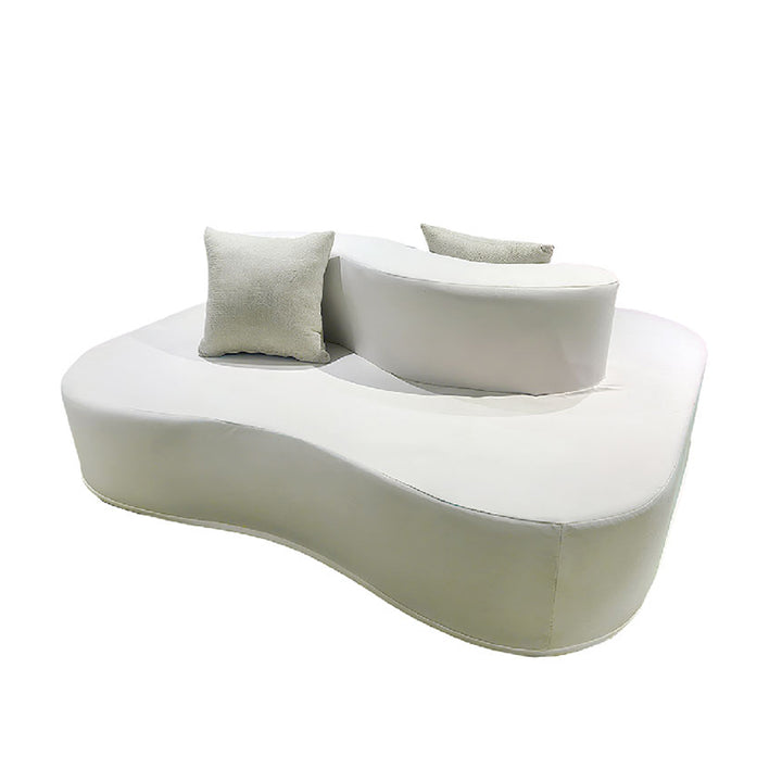 Modern Minimalist Chenille Sectional Sofa - Compression Frame-Free Curved Couch With High Resilience Foam For Multi-Person Seating