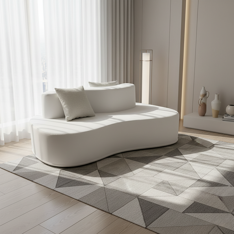 Modern Minimalist Chenille Sectional Sofa - Compression Frame-Free Curved Couch With High Resilience Foam For Multi-Person Seating