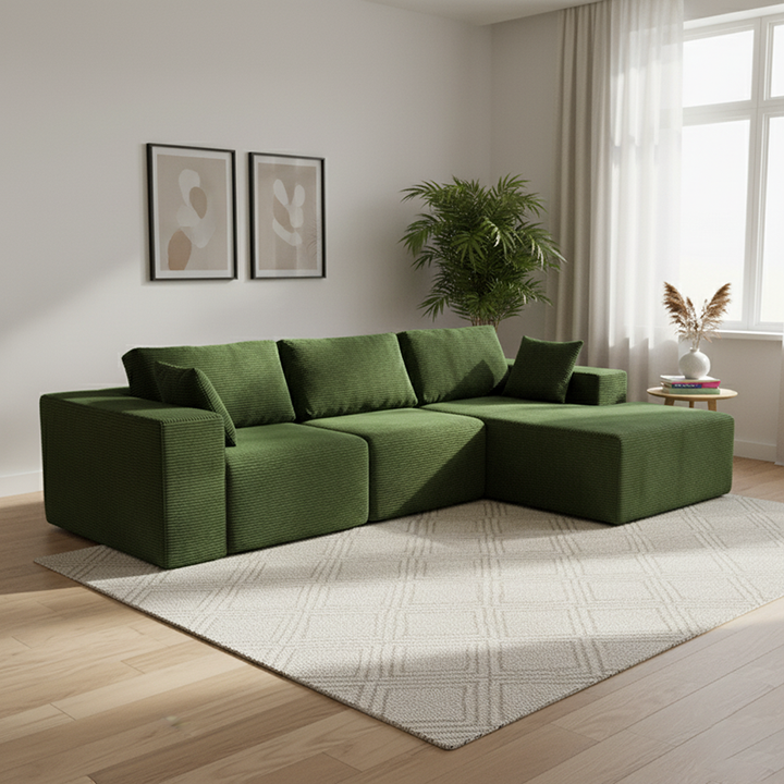 Canapé sectionnel en velours côtelé minimaliste moderne à compression - canapé en mousse haute résilience sans armature pour salon 
