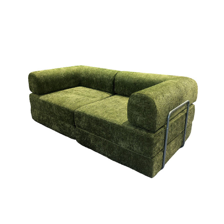 Modern Chenille Convertible Sofa Bed - Compression Foldable Couch With High Resilience Foam And Metal Frame For Living Room &amp; Bedroom