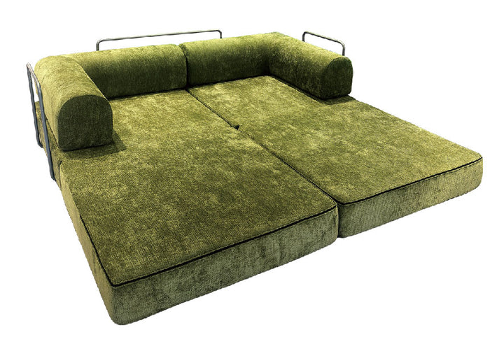 Modern Chenille Convertible Sofa Bed - Compression Foldable Couch With High Resilience Foam And Metal Frame For Living Room &amp; Bedroom