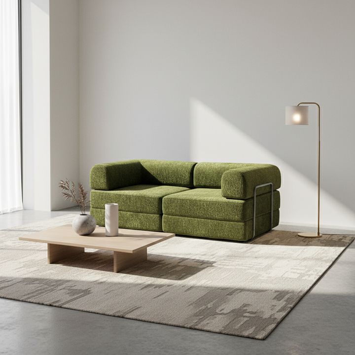Modern Chenille Convertible Sofa Bed - Compression Foldable Couch With High Resilience Foam And Metal Frame For Living Room &amp; Bedroom