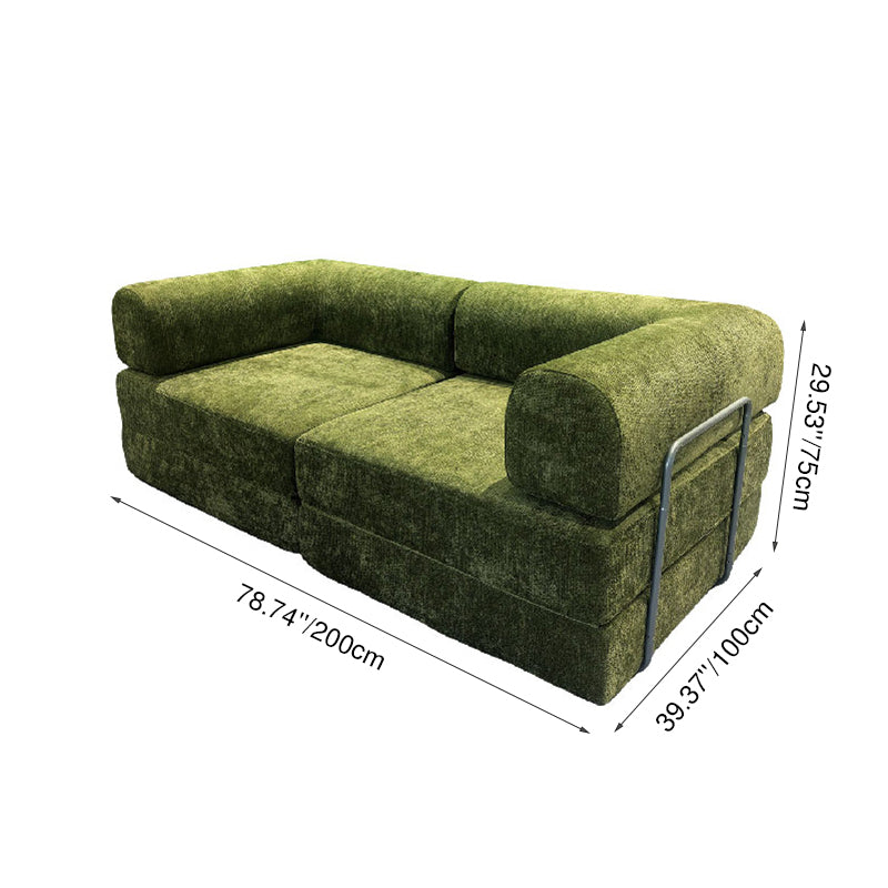 Modern Chenille Convertible Sofa Bed - Compression Foldable Couch With High Resilience Foam And Metal Frame For Living Room &amp; Bedroom