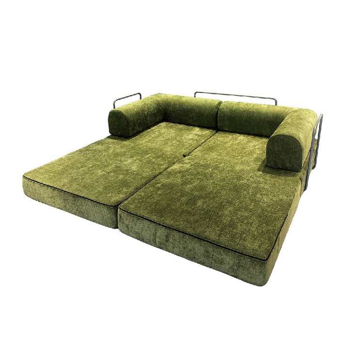Modern Chenille Convertible Sofa Bed - Compression Foldable Couch With High Resilience Foam And Metal Frame For Living Room &amp; Bedroom