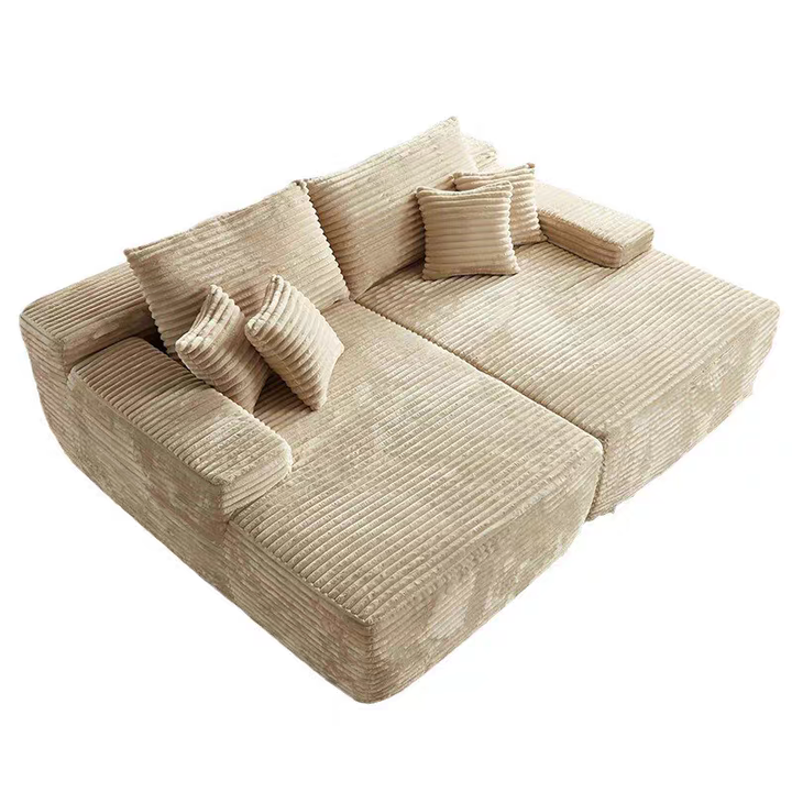 Sofá cama moderno de pana - sofá modular sin marco para el suelo con espuma de alta resiliencia para sala de estar y dormitorio 
