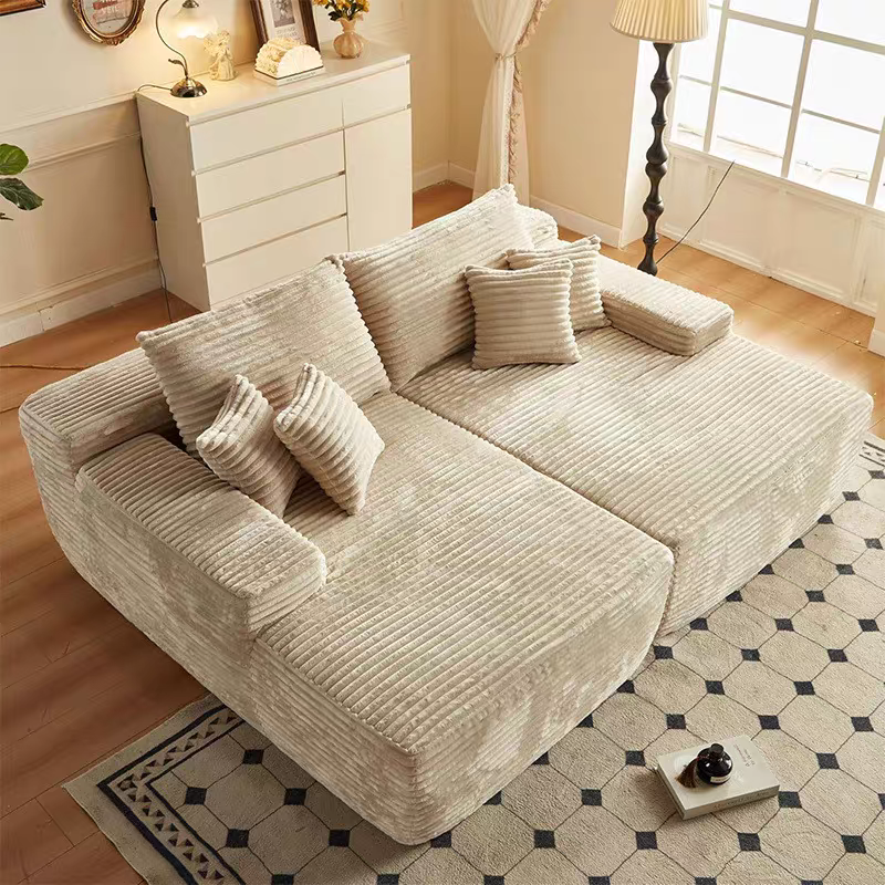 Sofá cama moderno de pana - sofá modular sin marco para el suelo con espuma de alta resiliencia para sala de estar y dormitorio 