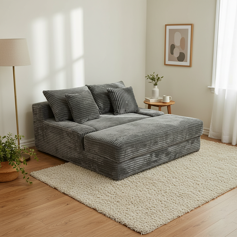 Sofá cama moderno de pana - sofá modular sin marco para el suelo con espuma de alta resiliencia para sala de estar y dormitorio 