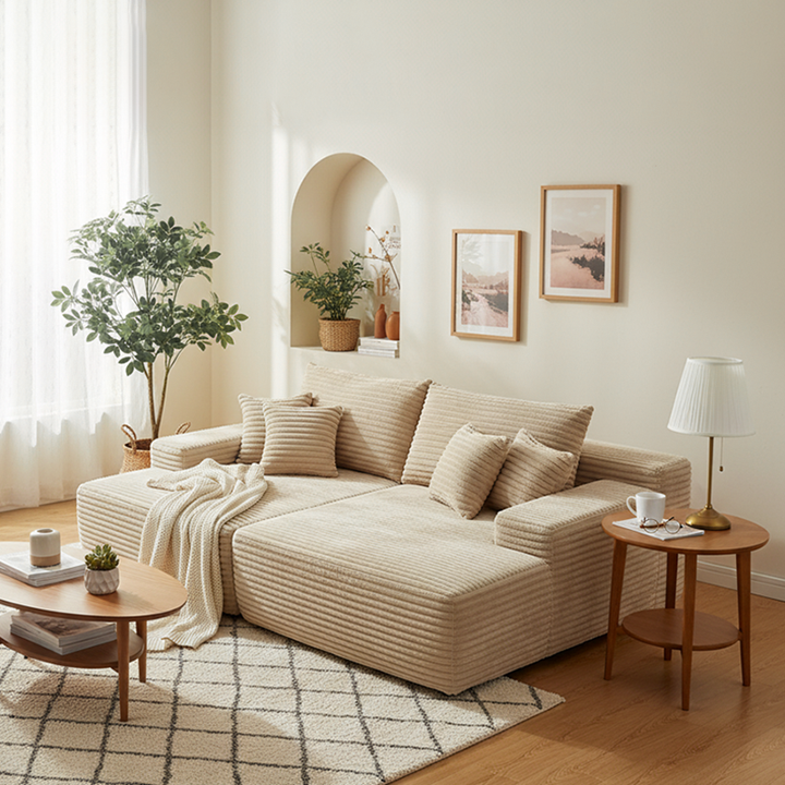 Sofá cama moderno de pana - sofá modular sin marco para el suelo con espuma de alta resiliencia para sala de estar y dormitorio 