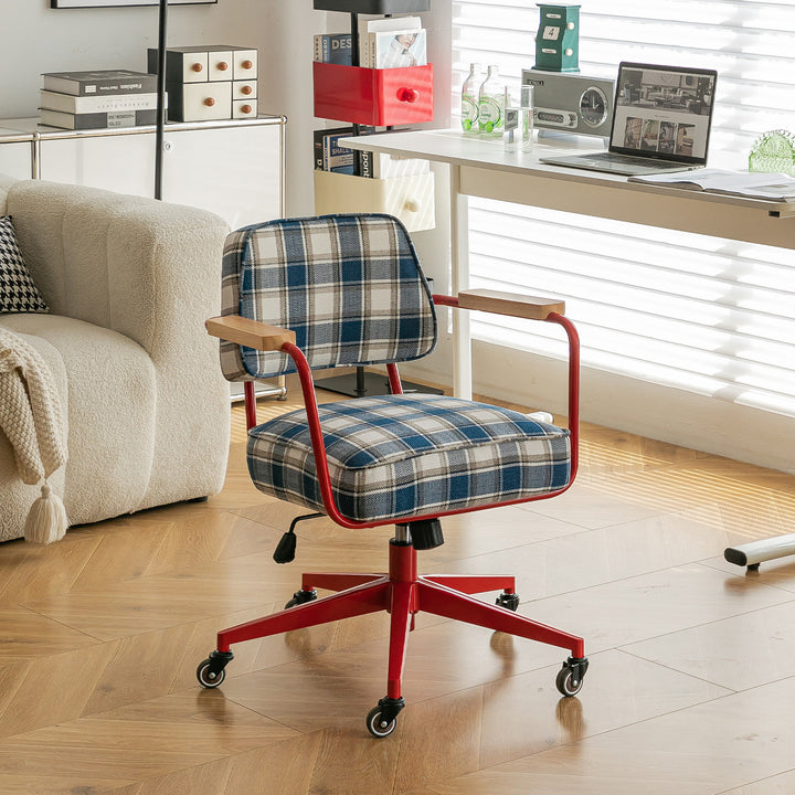 Zeitgenössischer Retro-Drehstuhl aus Aluminiumlegierung, Edelstahlgewebe, mit abgerundeter, verstellbarer Höhe, Armlehnen &amp; Rädern für das Home Office und Schlafzimmer 