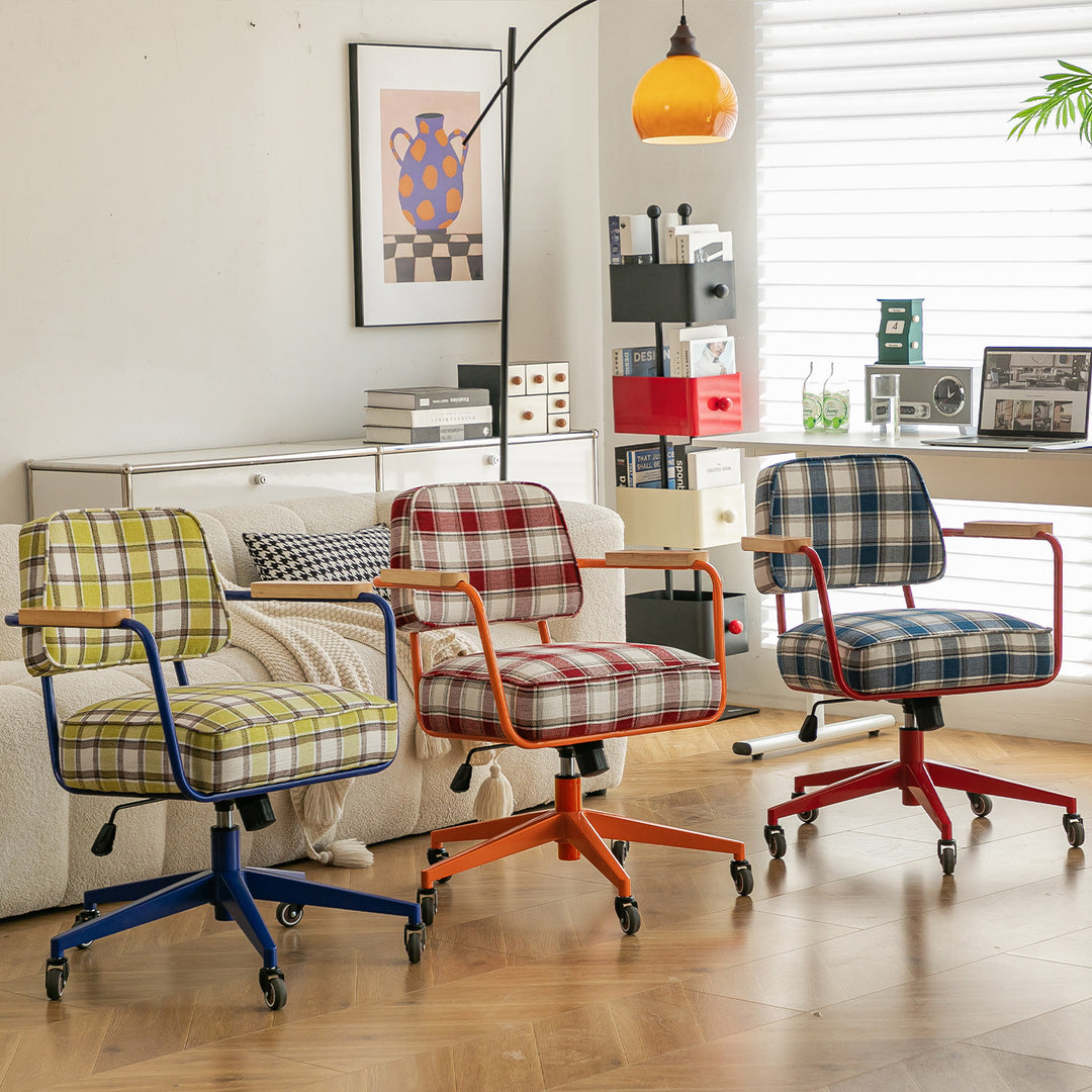 Zeitgenössischer Retro-Drehstuhl aus Aluminiumlegierung, Edelstahlgewebe, mit abgerundeter, verstellbarer Höhe, Armlehnen &amp; Rädern für das Home Office und Schlafzimmer 