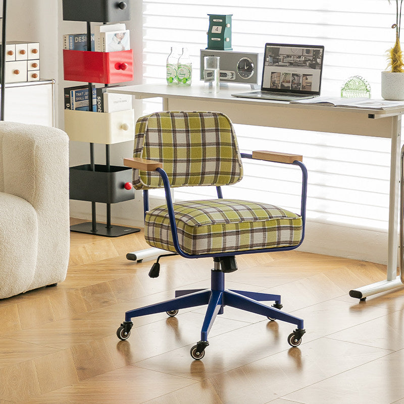 Zeitgenössischer Retro-Drehstuhl aus Aluminiumlegierung, Edelstahlgewebe, mit abgerundeter, verstellbarer Höhe, Armlehnen &amp; Rädern für das Home Office und Schlafzimmer 