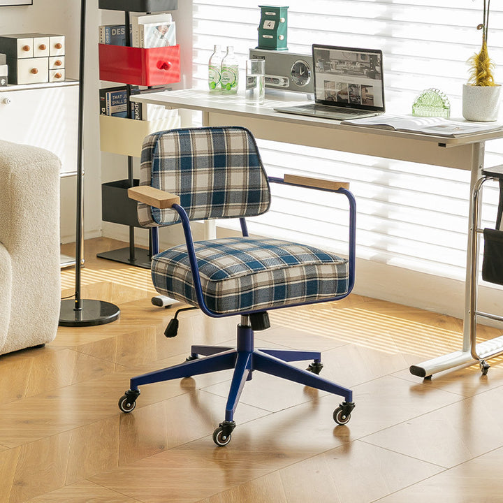 Zeitgenössischer Retro-Drehstuhl aus Aluminiumlegierung, Edelstahlgewebe, mit abgerundeter, verstellbarer Höhe, Armlehnen &amp; Rädern für das Home Office und Schlafzimmer 