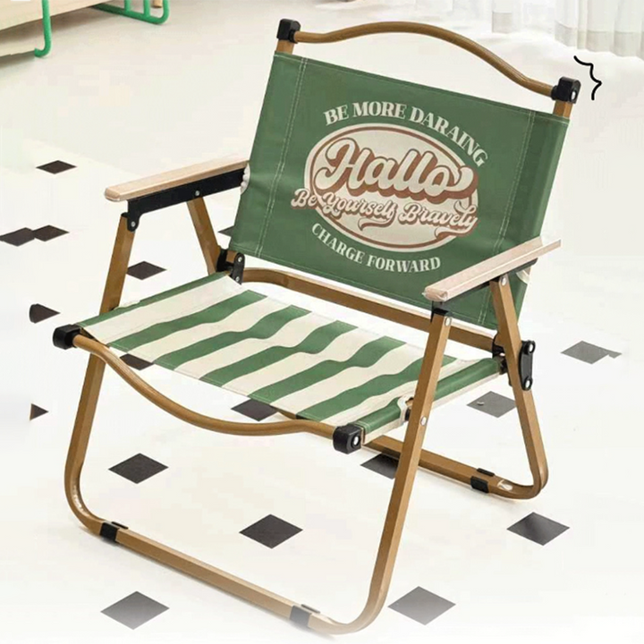 Contemporary Creative Oxford Fabric Carbon Steel Portable Foldable Camping Chair With Backrest & Armrests For Outdoor