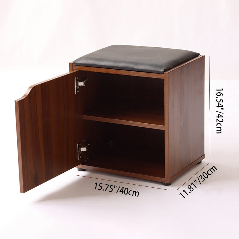 Modern Minimalist Faux Leather Particle Board Rectangular Shoe Bench With 2/3-Tier Storage With Seating For Entryway