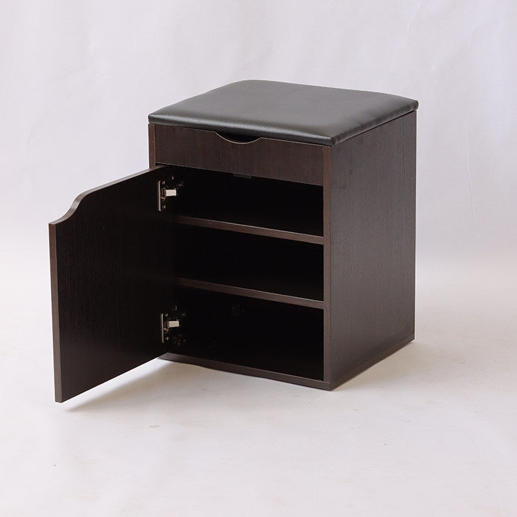 Modern Minimalist Faux Leather Particle Board Rectangular Shoe Bench With 2/3-Tier Storage With Seating For Entryway