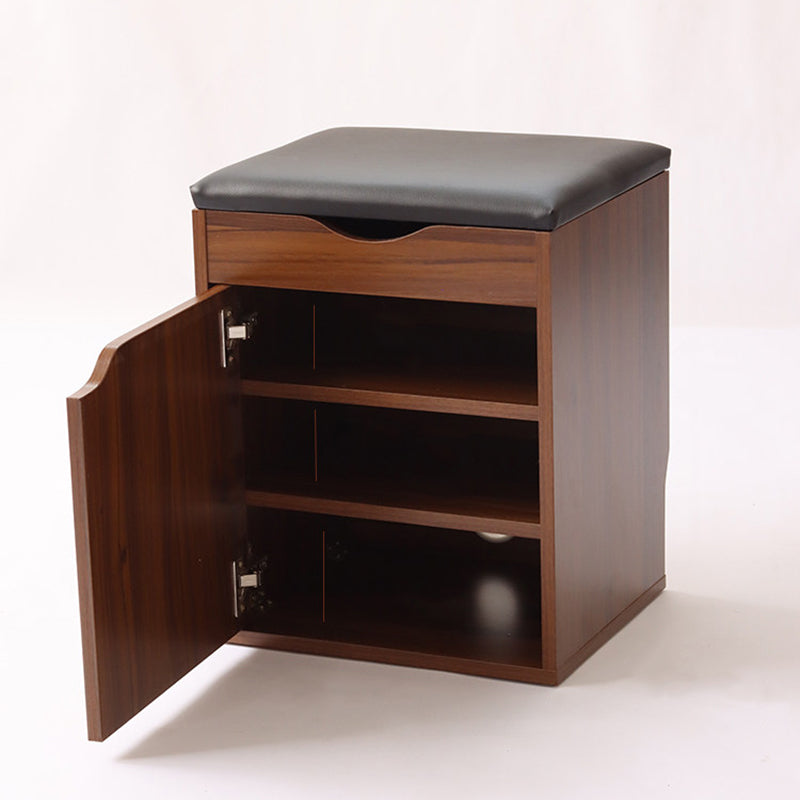 Modern Minimalist Faux Leather Particle Board Rectangular Shoe Bench With 2/3-Tier Storage With Seating For Entryway
