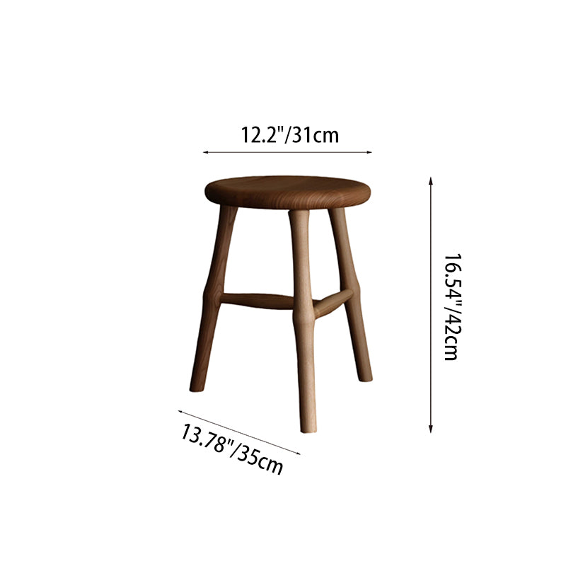Tabouret rond traditionnel japonais en bois de frêne massif pour salon 