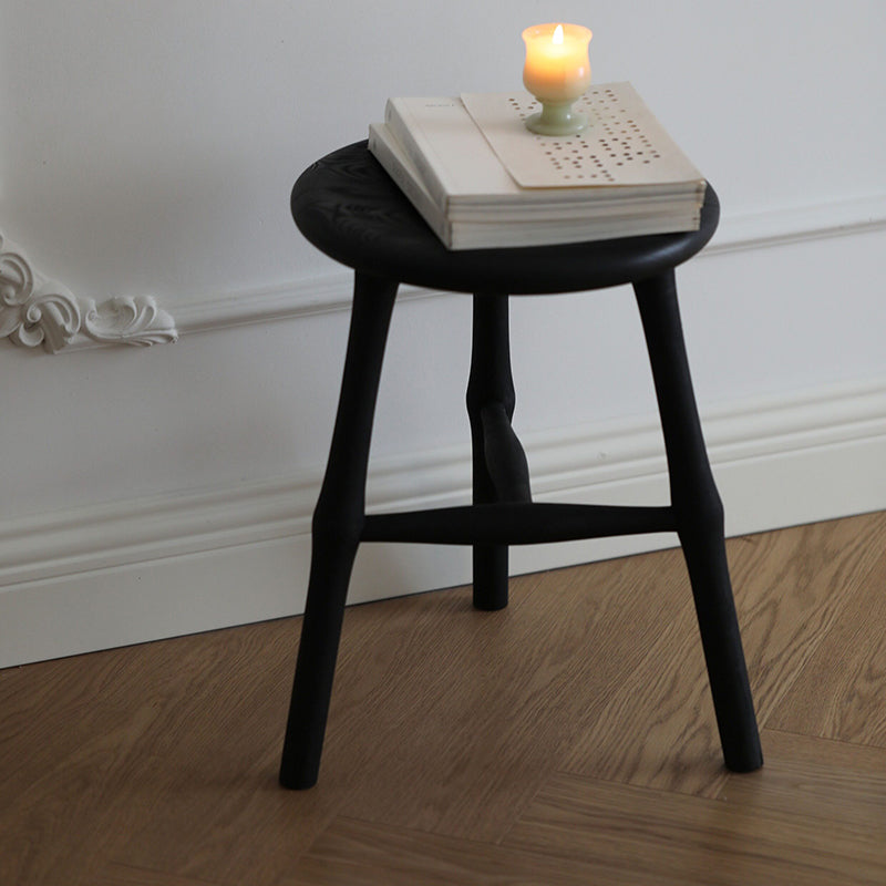Tabouret rond traditionnel japonais en bois de frêne massif pour salon 