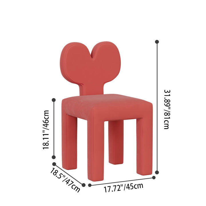 Taburete tocador contemporáneo y creativo con respaldo en forma de corazón, tapizado en tejido sherpa y terciopelo, con estructura de hierro, ideal para dormitorio 