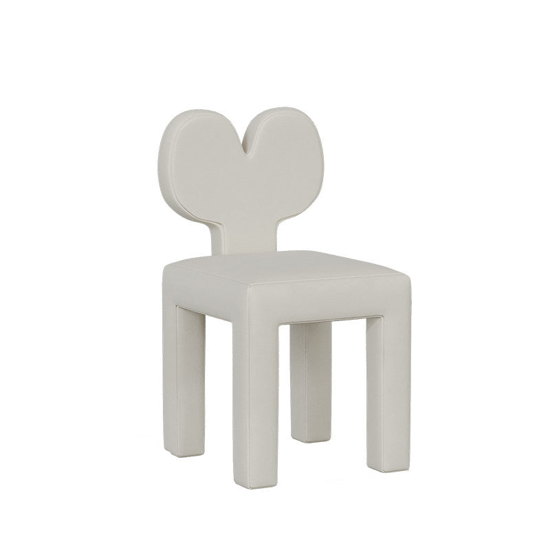 Taburete tocador contemporáneo y creativo con respaldo en forma de corazón, tapizado en tejido sherpa y terciopelo, con estructura de hierro, ideal para dormitorio 