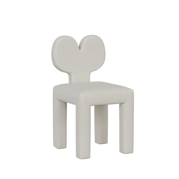 Taburete tocador contemporáneo y creativo con respaldo en forma de corazón, tapizado en tejido sherpa y terciopelo, con estructura de hierro, ideal para dormitorio 
