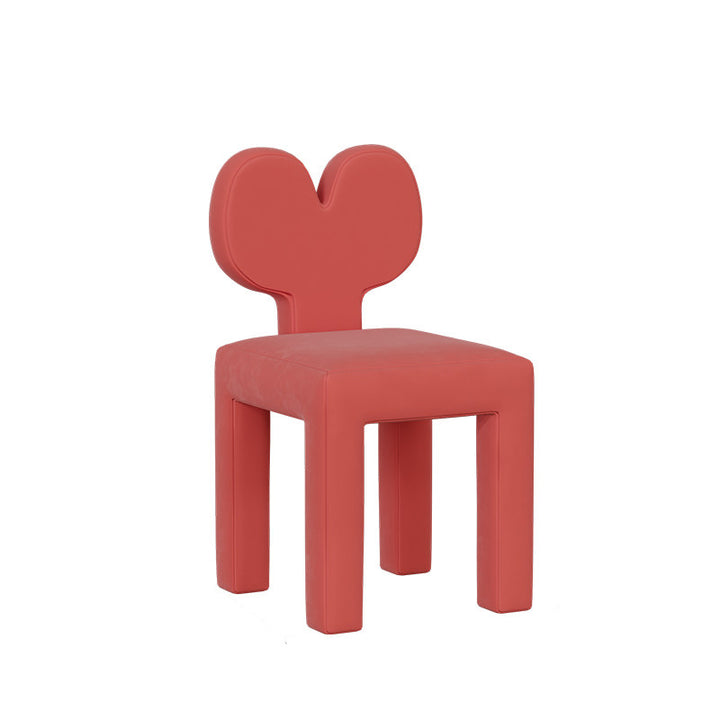 Taburete tocador contemporáneo y creativo con respaldo en forma de corazón, tapizado en tejido sherpa y terciopelo, con estructura de hierro, ideal para dormitorio 
