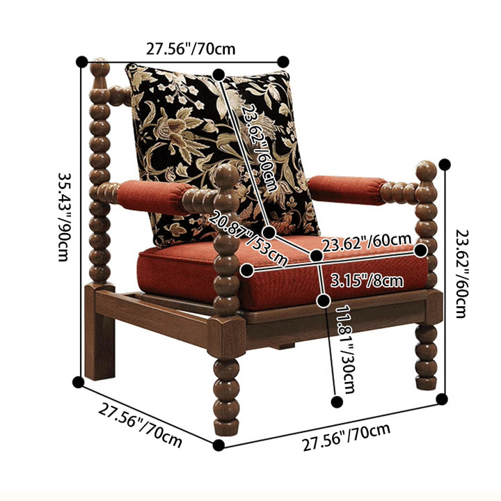 Silla de acento tradicional francesa de madera maciza con tapizado de tela de lino con respaldo y reposabrazos para sala de estar 