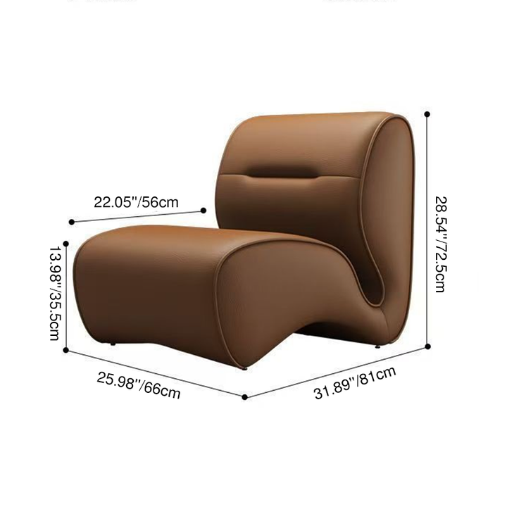 Canapé d'appoint arrondi moderne minimaliste en cuir effet griffures de chat et acier au carbone avec dossier pour salon et chambre 