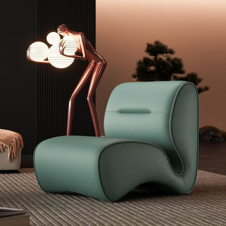 Moderner minimalistischer Katzenkratz-Ledersofa mit Carbonstahl-Rundakzent und Rückenlehne für Wohnzimmer und Schlafzimmer 