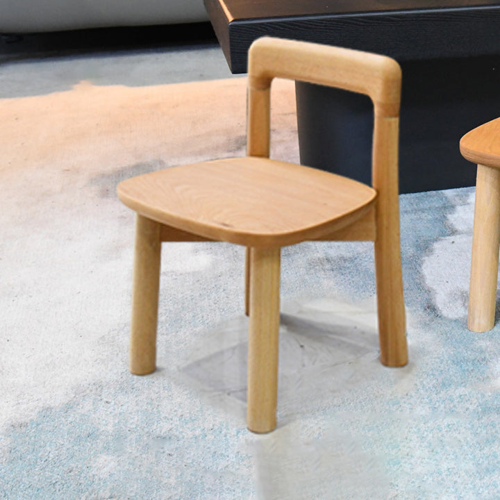 Modern Minimalist Solid Wood Rounded Corner Kids Chair With Backrest For Living Room, Dining Room & Bedroom