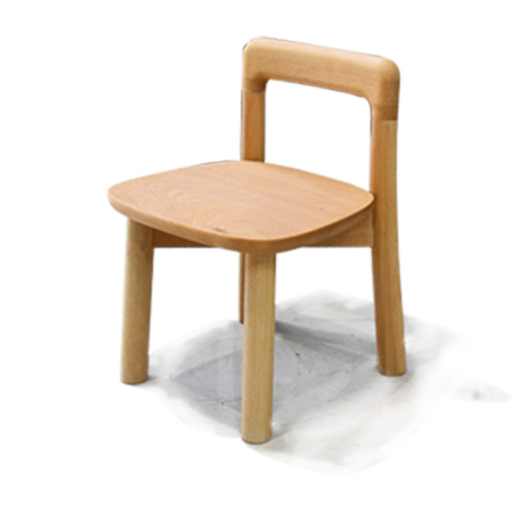 Modern Minimalist Solid Wood Rounded Corner Kids Chair With Backrest For Living Room, Dining Room &amp; Bedroom